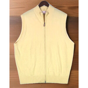 Khakis 100% Pure Cashmere Sweater Vest Full Zip Yellow Sleeveless Men's Size XXL